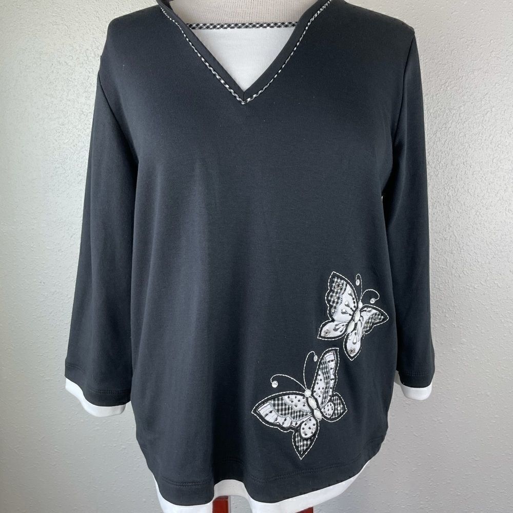 Alfred Dunner Butterfly Top Size S EUC